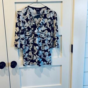 George Blouse in Black, Pale Blue,  and Tan